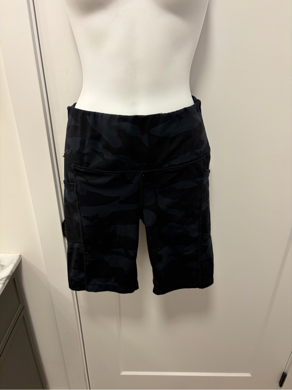 Yogalicious Black and Dark Gray Camo Bermuda Shorts